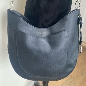 Henri Bendel West 57th Black Saffiano Leather Hobo Crossbody